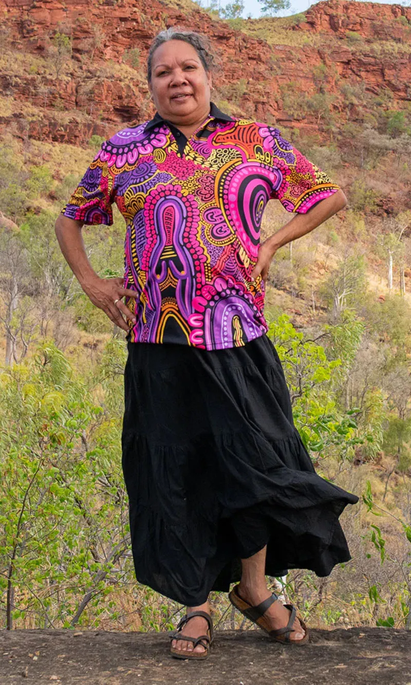 Aboriginal Art Ladies Fitted Polo Mother