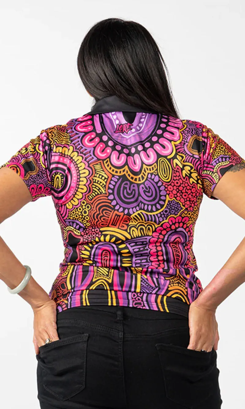 Aboriginal Art Ladies Fitted Polo Mother