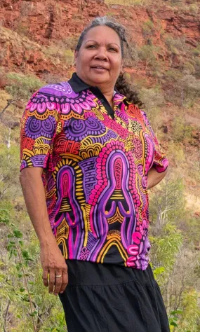 Aboriginal Art Ladies Fitted Polo Mother