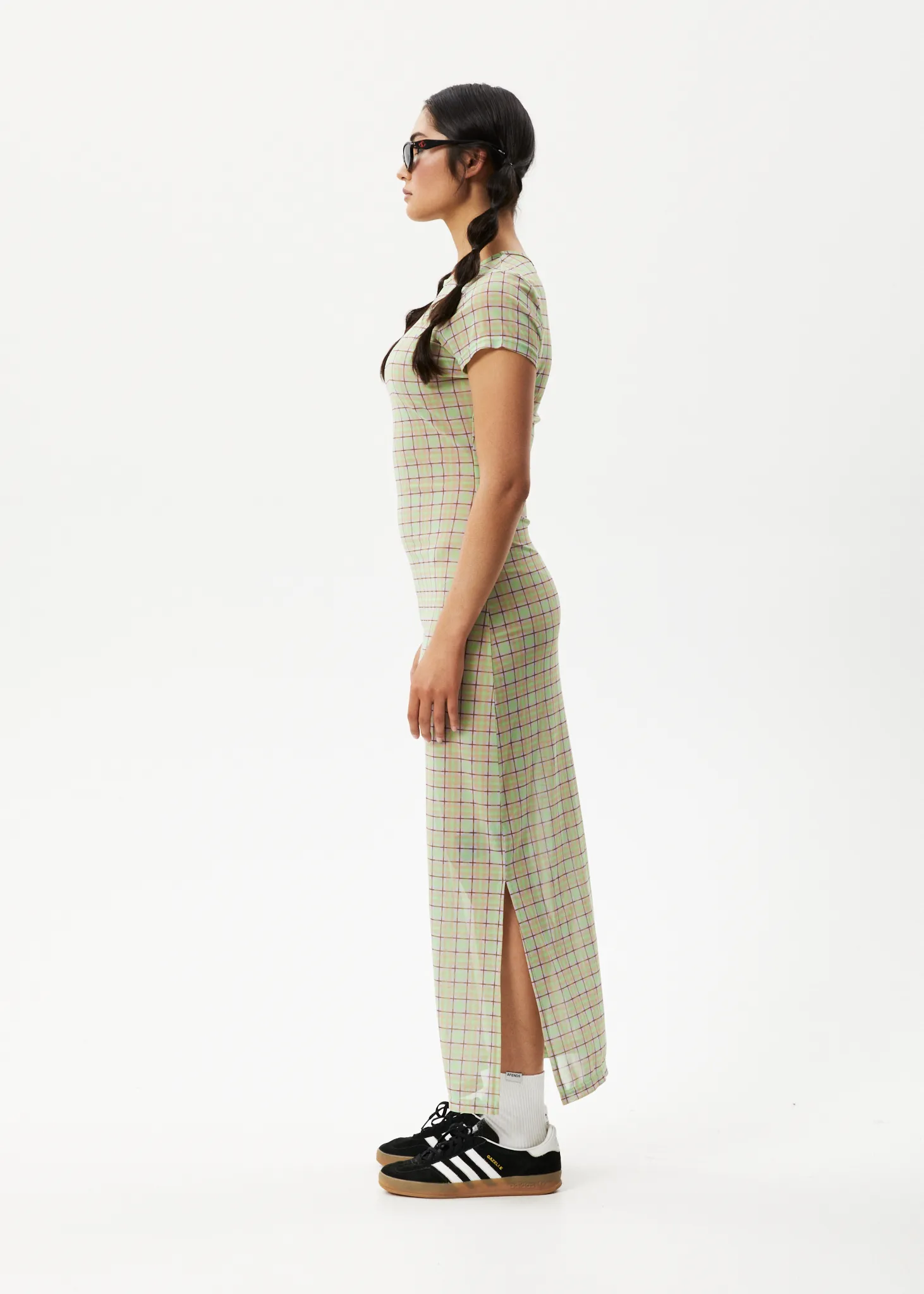 AFENDS Womens Kali - Sheer Maxi Dress - Pistachio Check