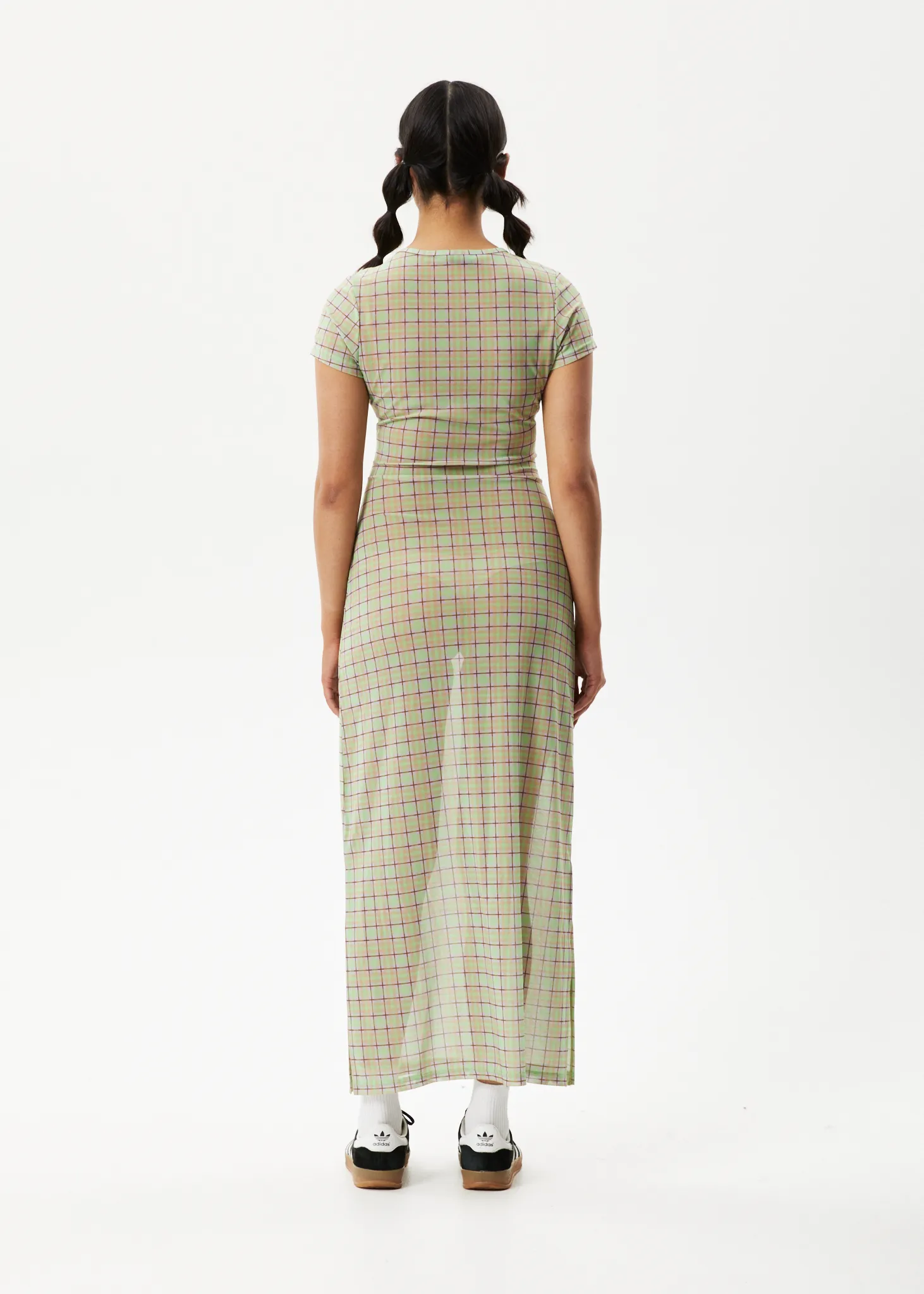 AFENDS Womens Kali - Sheer Maxi Dress - Pistachio Check
