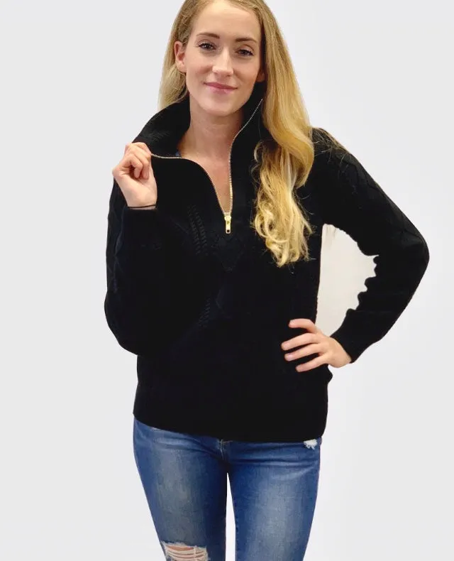 Amy Zip Windproof - Black Wool