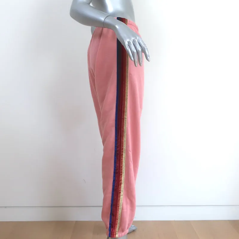Aviator Nation Velvet Stripe Sweatpants Pink Size Large