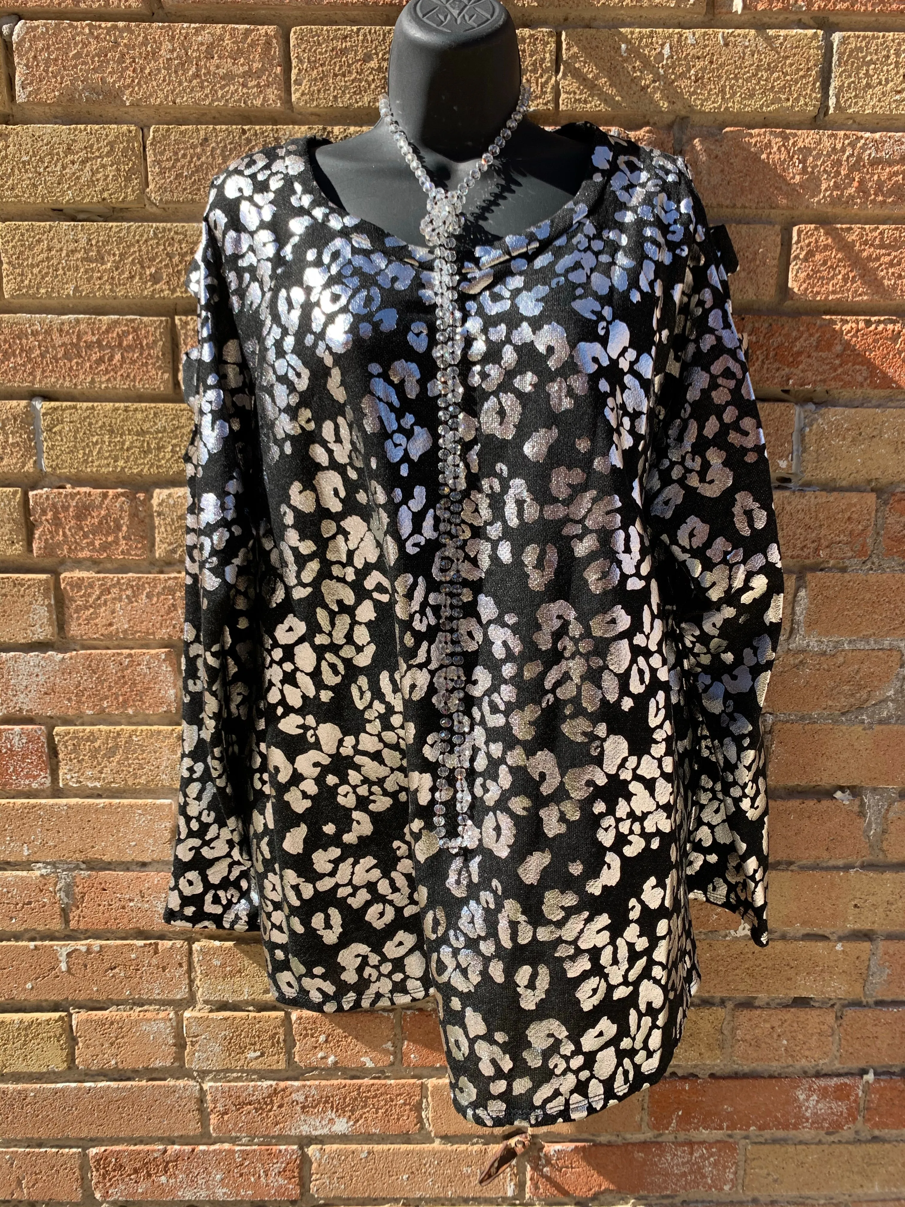 Black Metallic Leopard Sweatshirt