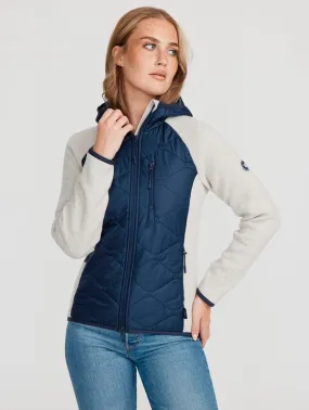 Bodil Windproof HoodSweater- Light Grey/ Navy