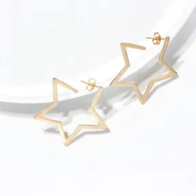 Brass Hammered Star Hoops