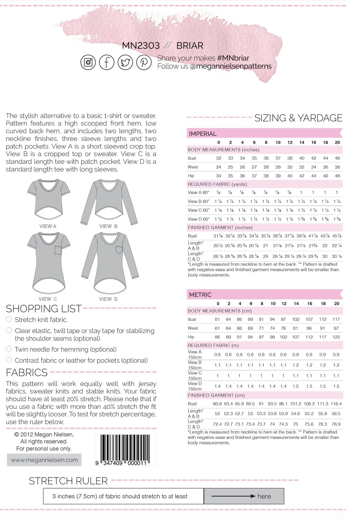 Briar T-Shirt and Sweater - Sizes 0-20 - Megan Nielsen