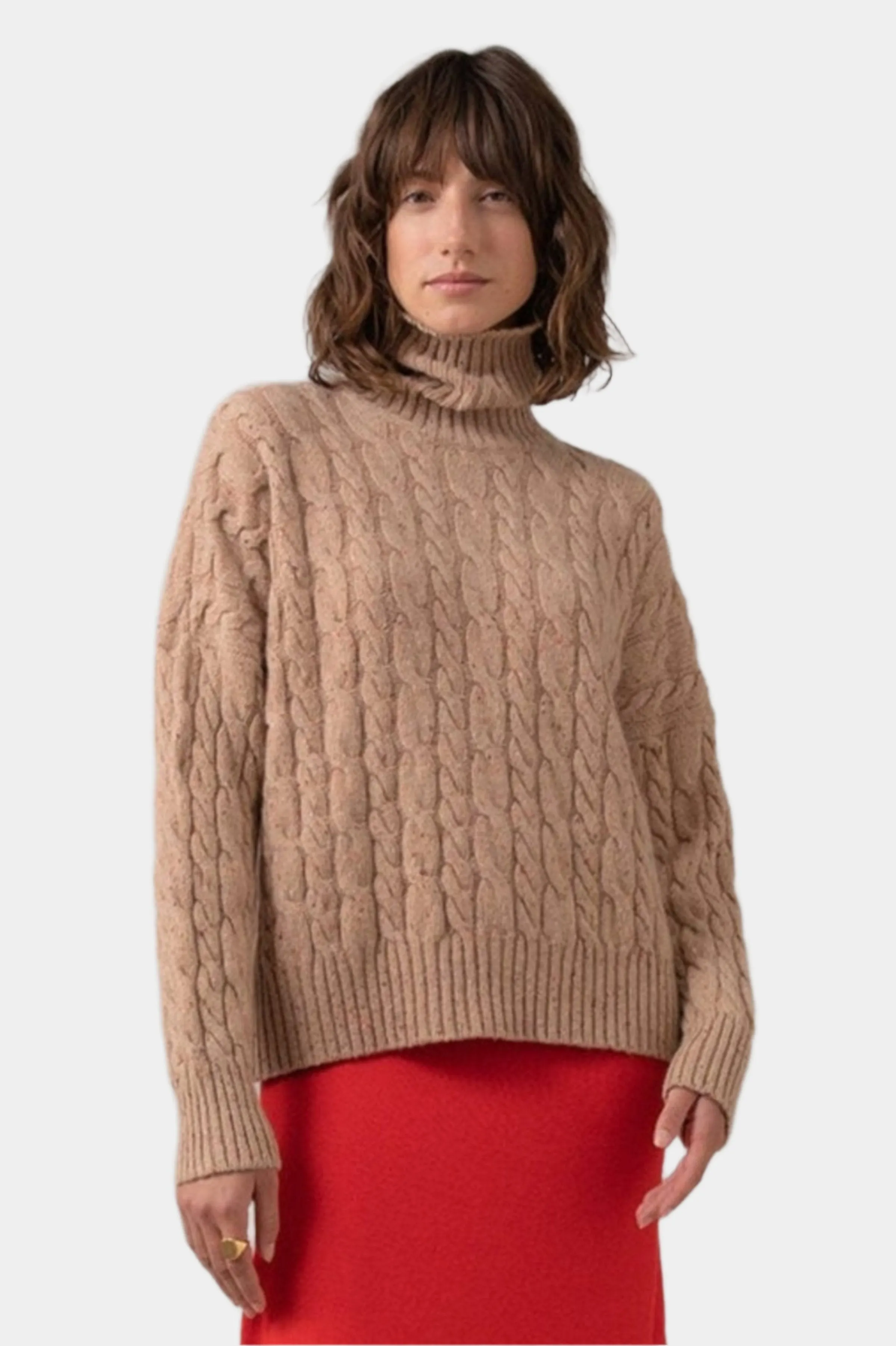 Cable Cashmere Roll Neck