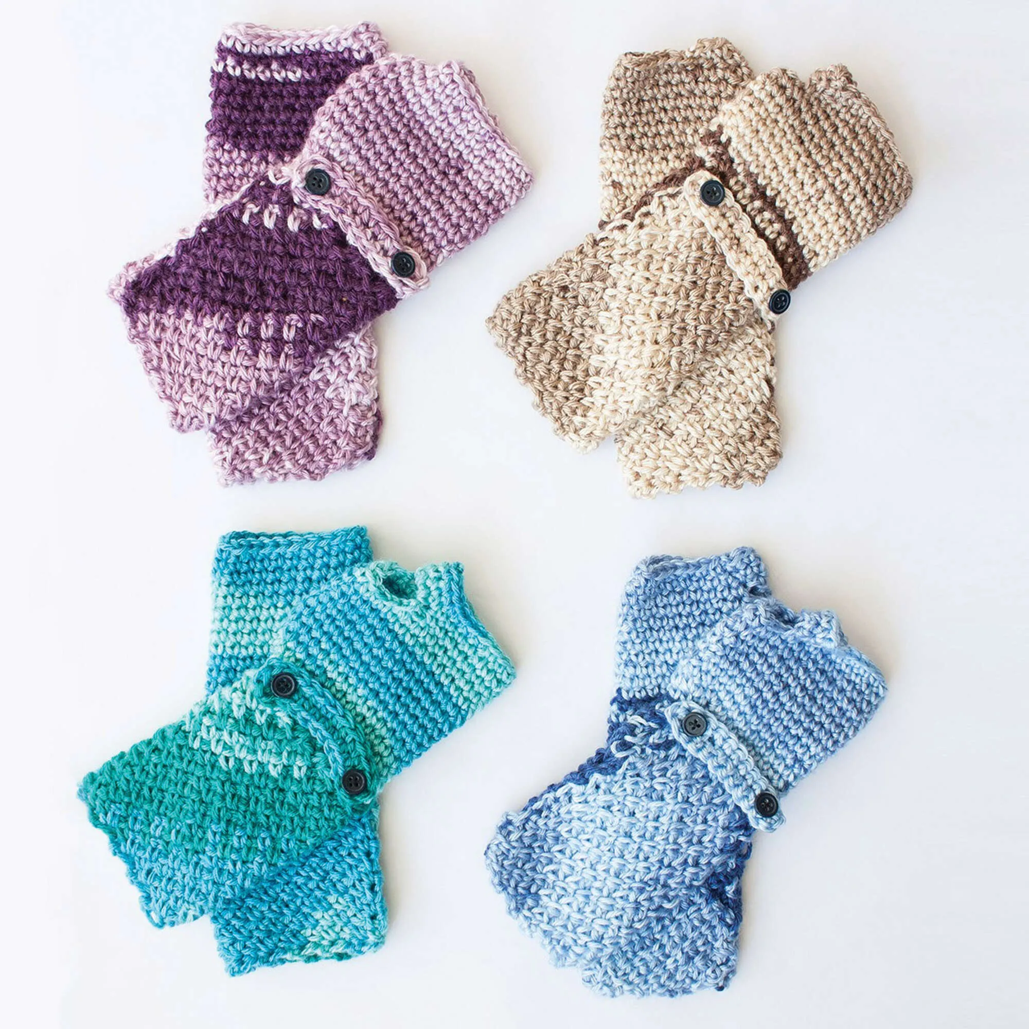 Caron Crochet Cozy Posy Set (Headband, Fingerless Gloves, Scarf)
