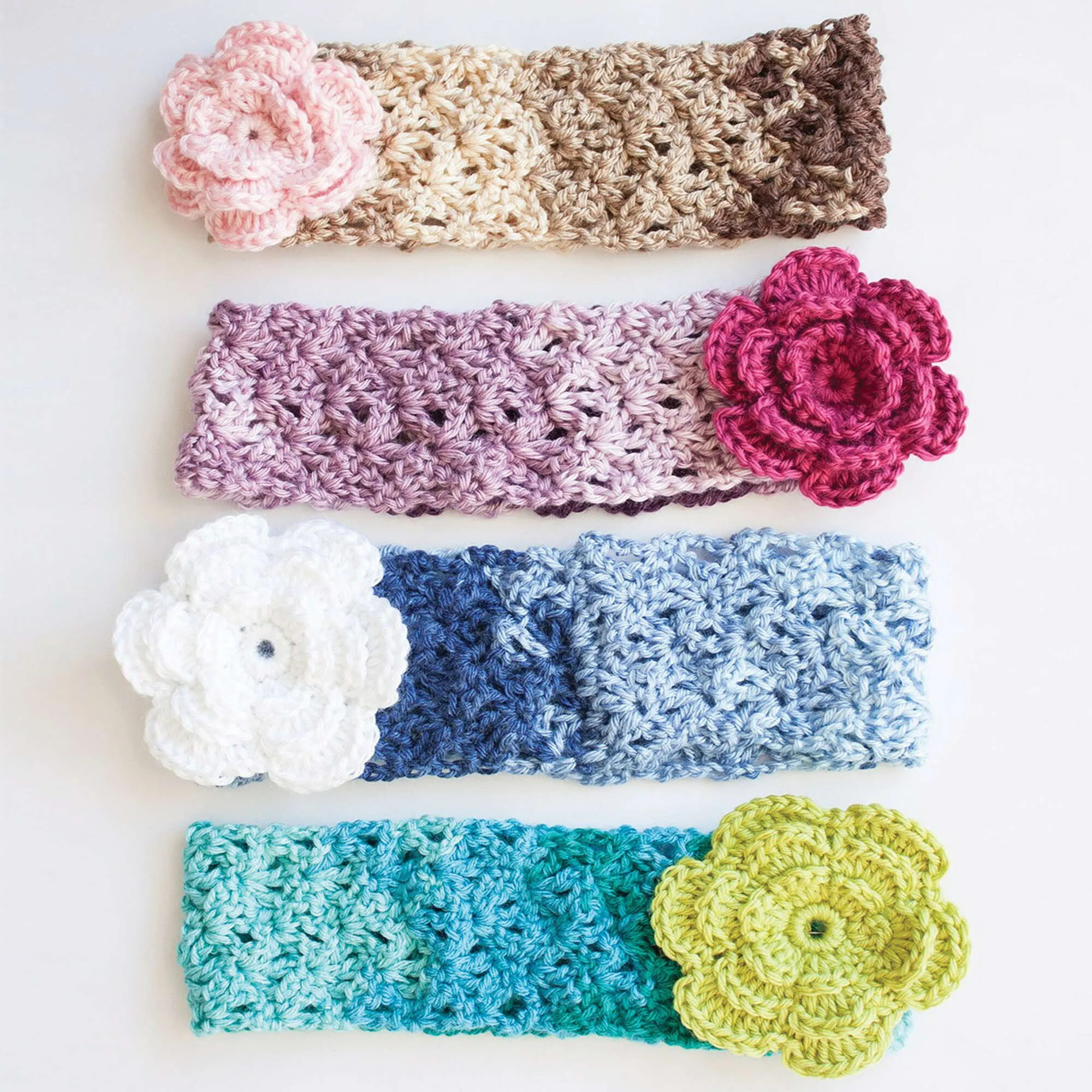Caron Crochet Cozy Posy Set (Headband, Fingerless Gloves, Scarf)