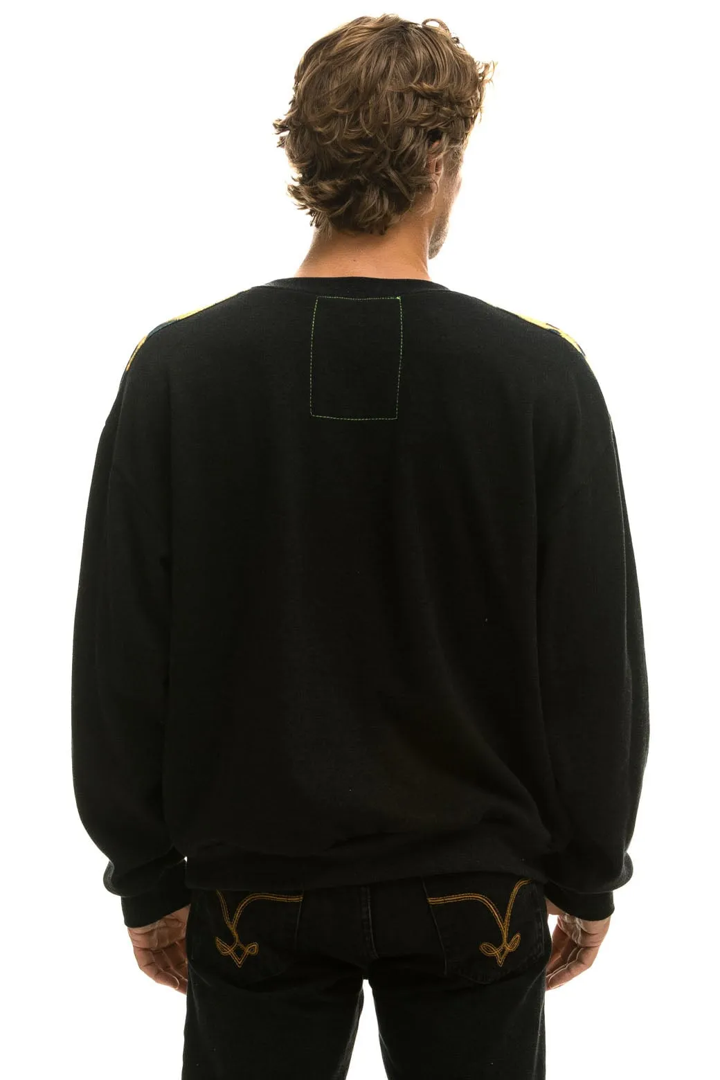 CHEETAH STRIPE RELAXED FIT CREW SWEATSHIRT - BLACK // CHEETAH