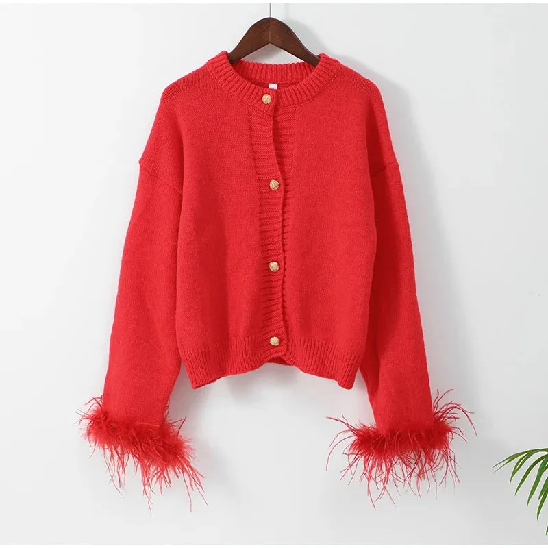 Chicmy-Luxury Velvet Patchwork Long Sleeve Sweater Coat Women Elegant O Neck Single Breasted Crop Cardigan Autumn Lady Warm Knitwear
