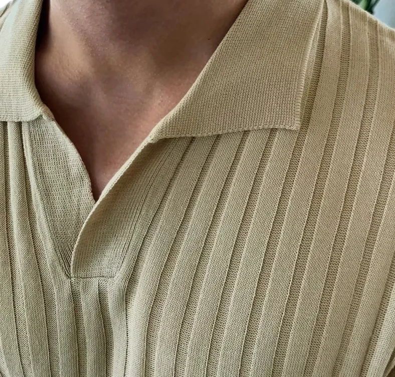 DAPPER STREET SUPPLY CO. - Men's Casual Ribbed V-Neck Polo Spring & Summer Shirt