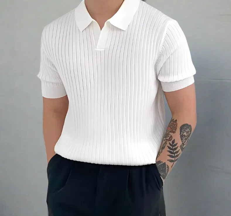 DAPPER STREET SUPPLY CO. - Men's Casual Ribbed V-Neck Polo Spring & Summer Shirt