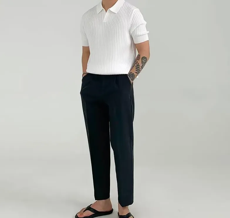 DAPPER STREET SUPPLY CO. - Men's Casual Ribbed V-Neck Polo Spring & Summer Shirt