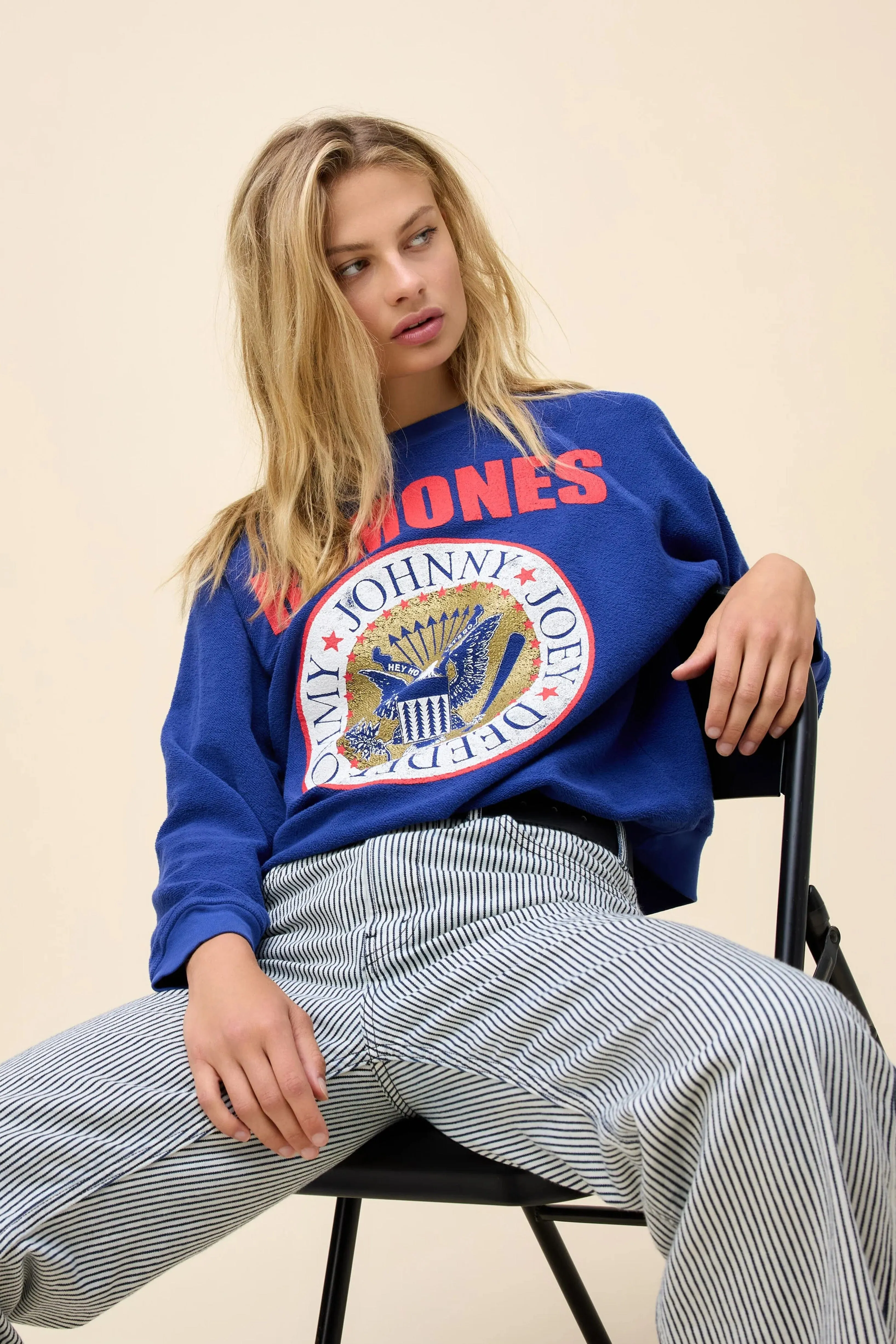 DAYDREAMER | Ramones Gold Seal Reverse Raglan Crew - Blue