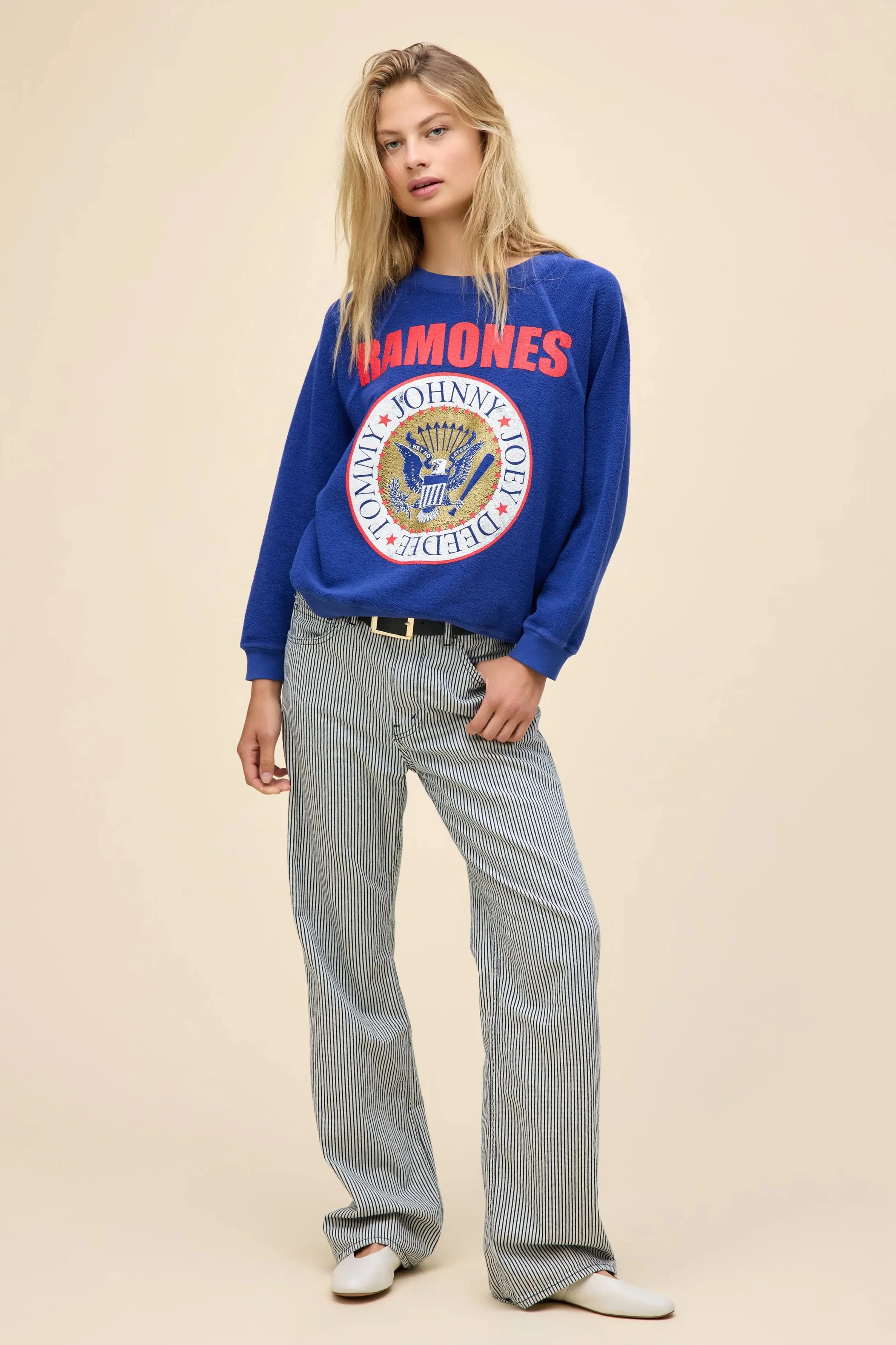 DAYDREAMER | Ramones Gold Seal Reverse Raglan Crew - Blue