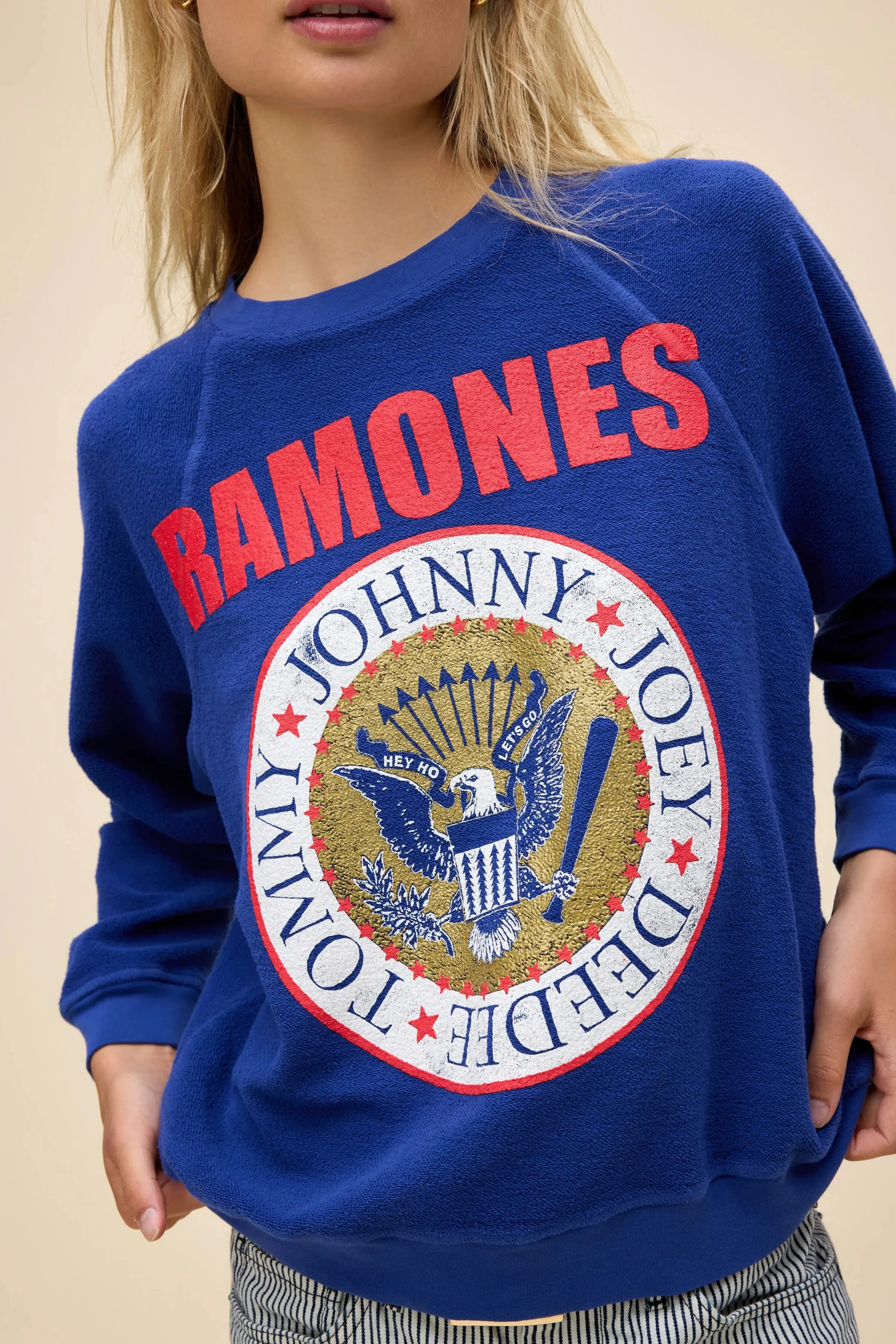 DAYDREAMER | Ramones Gold Seal Reverse Raglan Crew - Blue