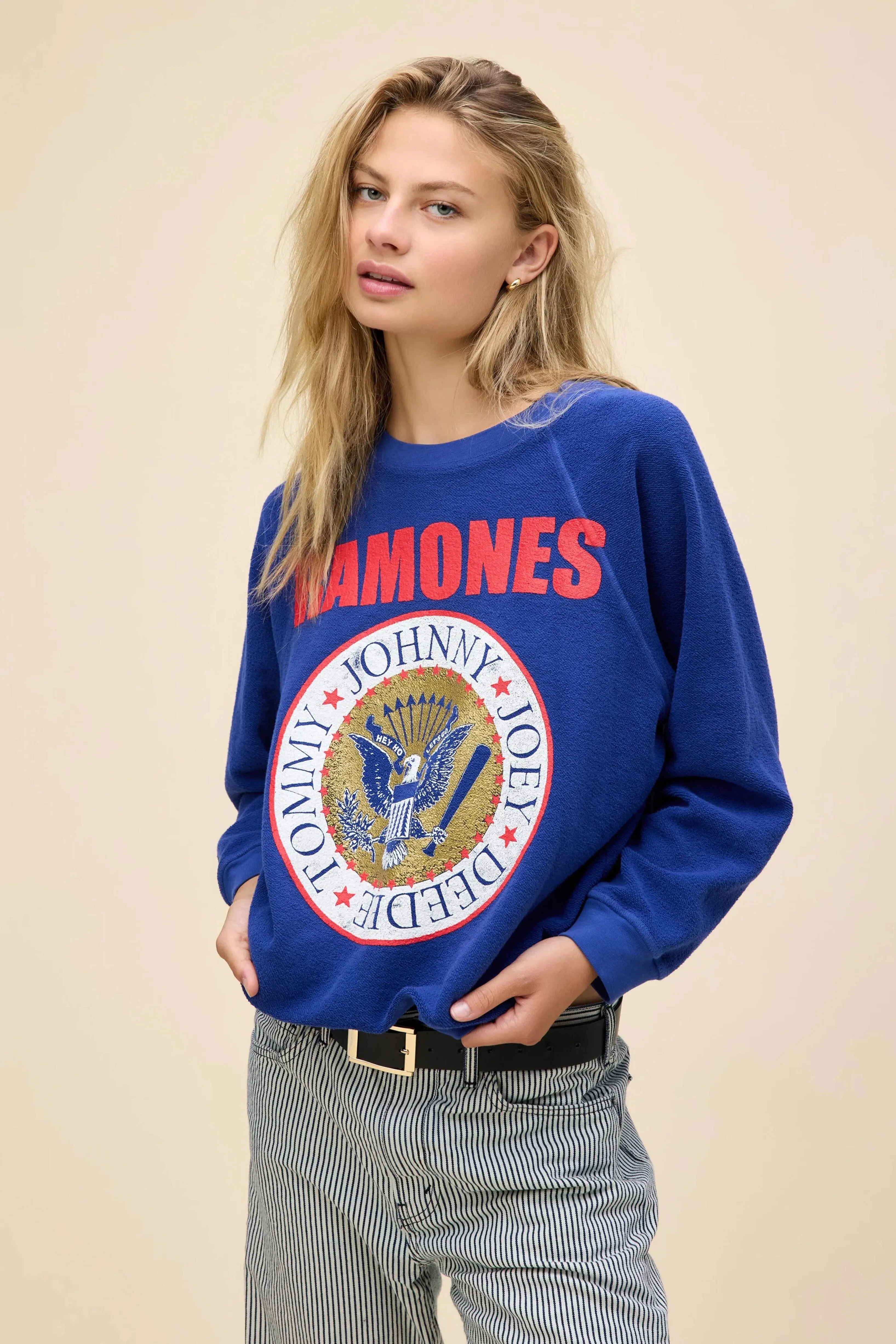 DAYDREAMER | Ramones Gold Seal Reverse Raglan Crew - Blue