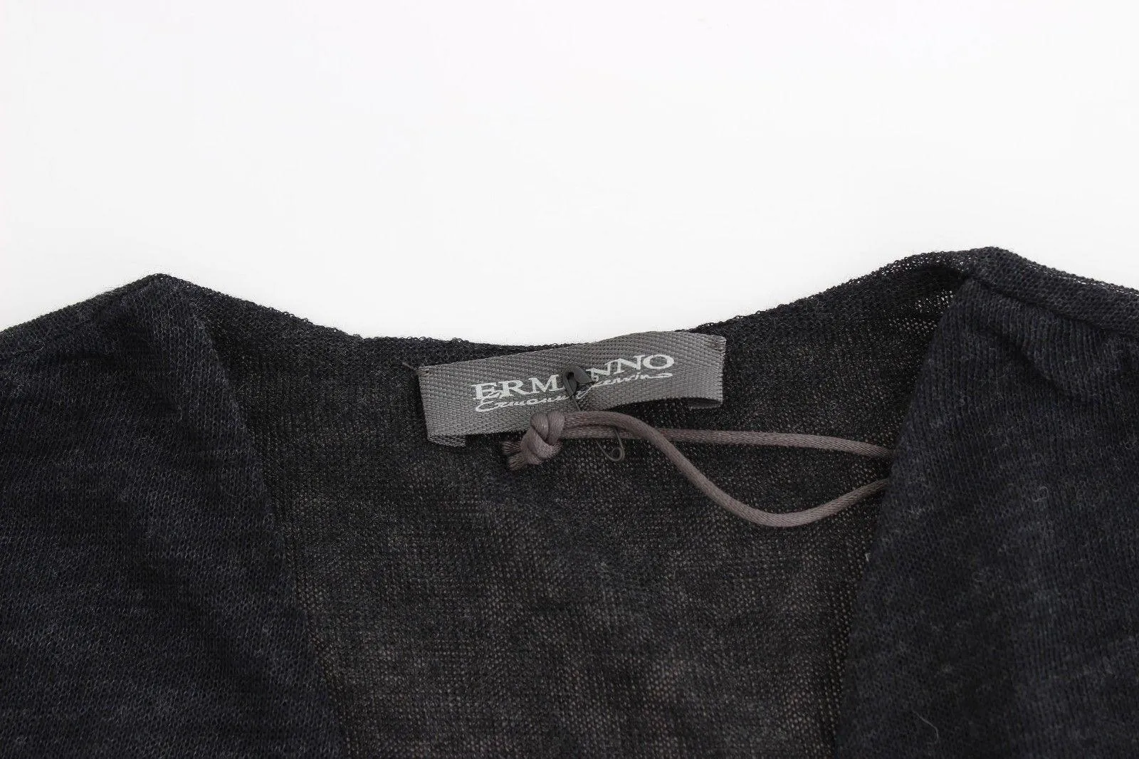 Ermanno Scervino Black Wool Blend Stretch Long Sleeve Sweater