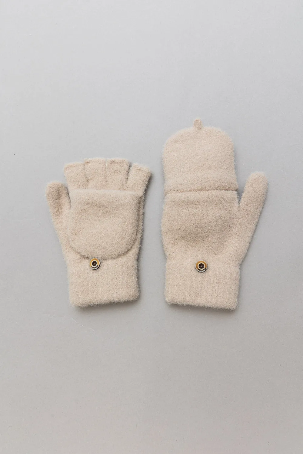 Fingerless Mitten Gloves in Beige