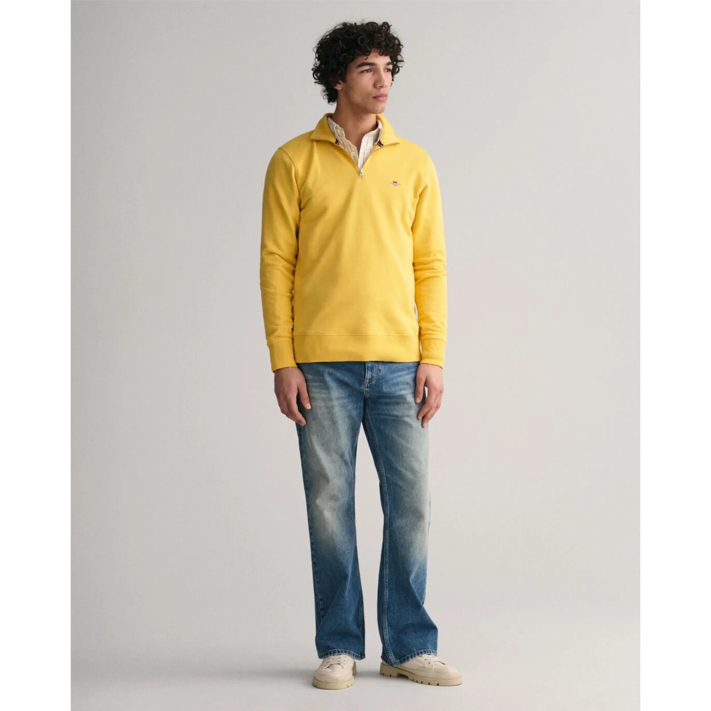GANT Shield Half-Zip Sweatshirt Parchment Yellow 2008005
