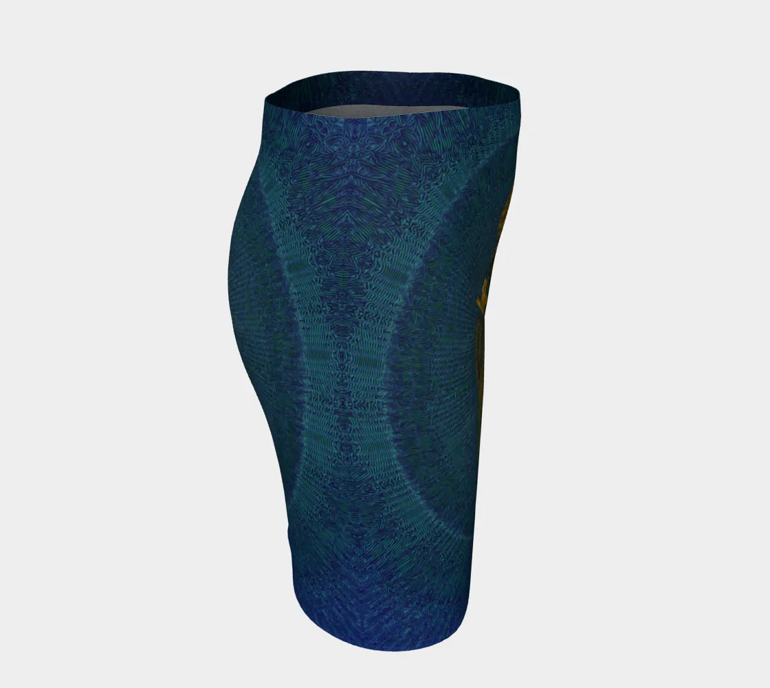 Geometric Gold Green | Fitted Skirt | Mil Et Une