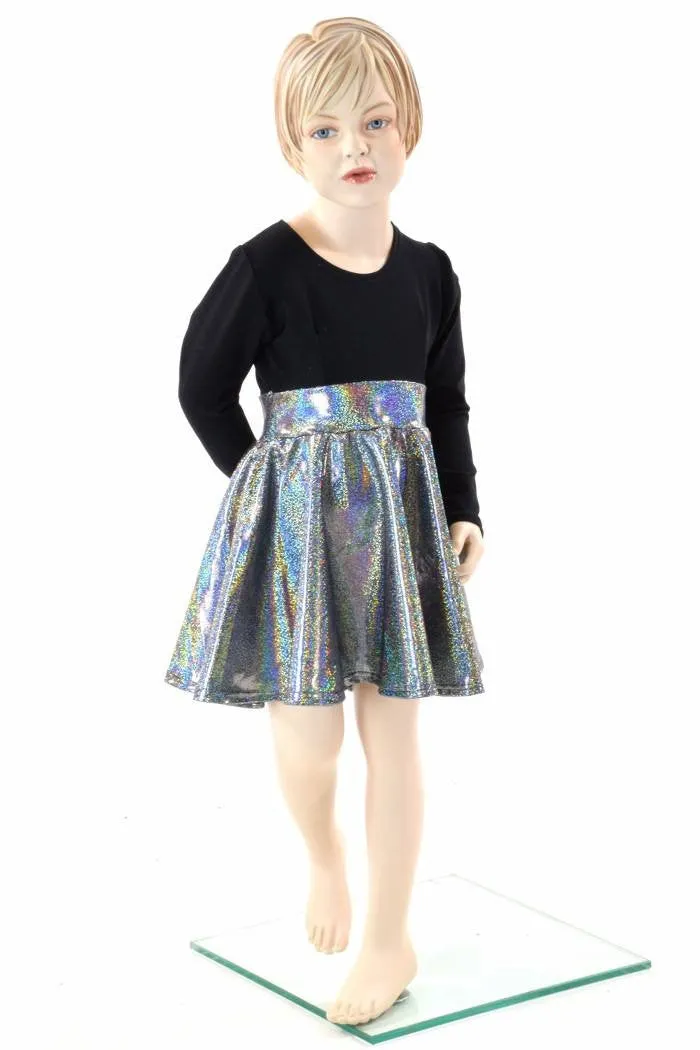 Girls Black & Silver Skater Dress
