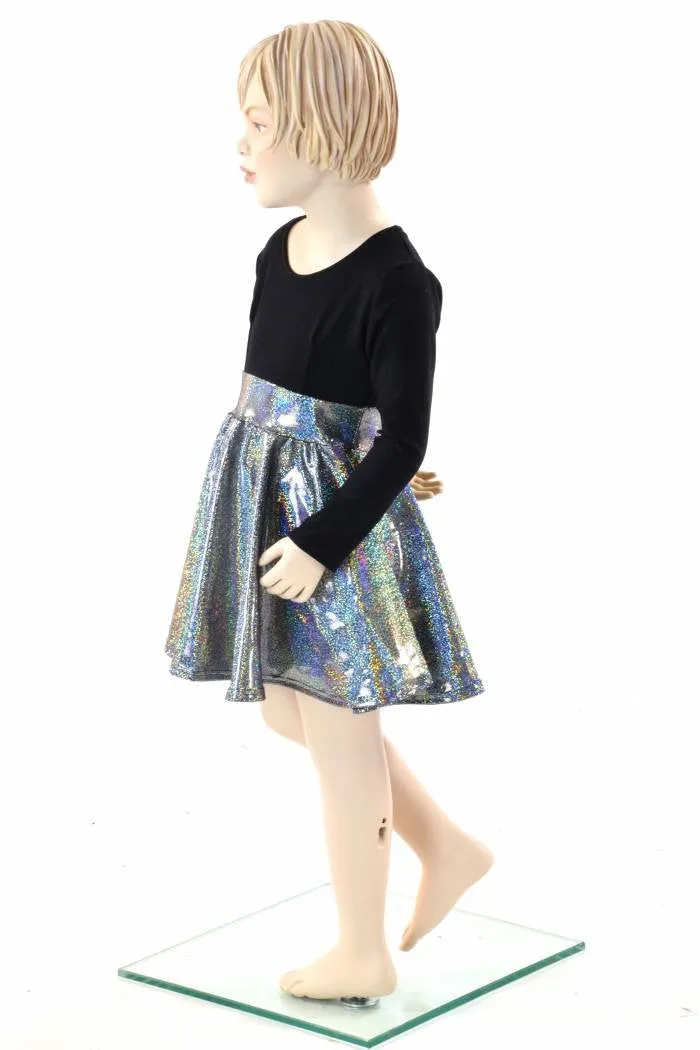 Girls Black & Silver Skater Dress