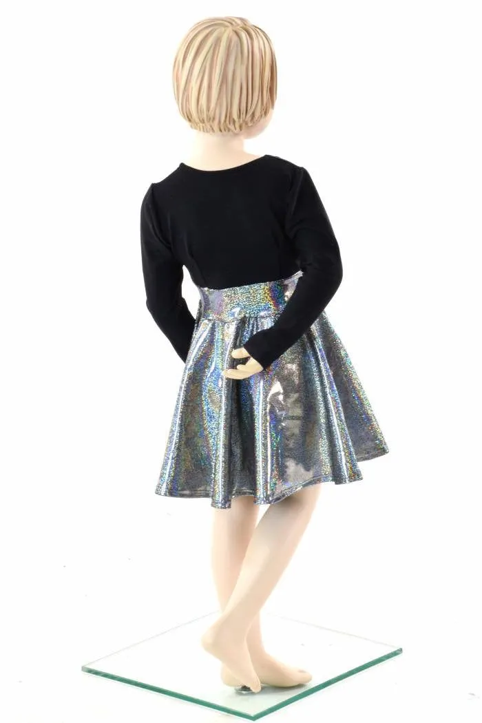 Girls Black & Silver Skater Dress