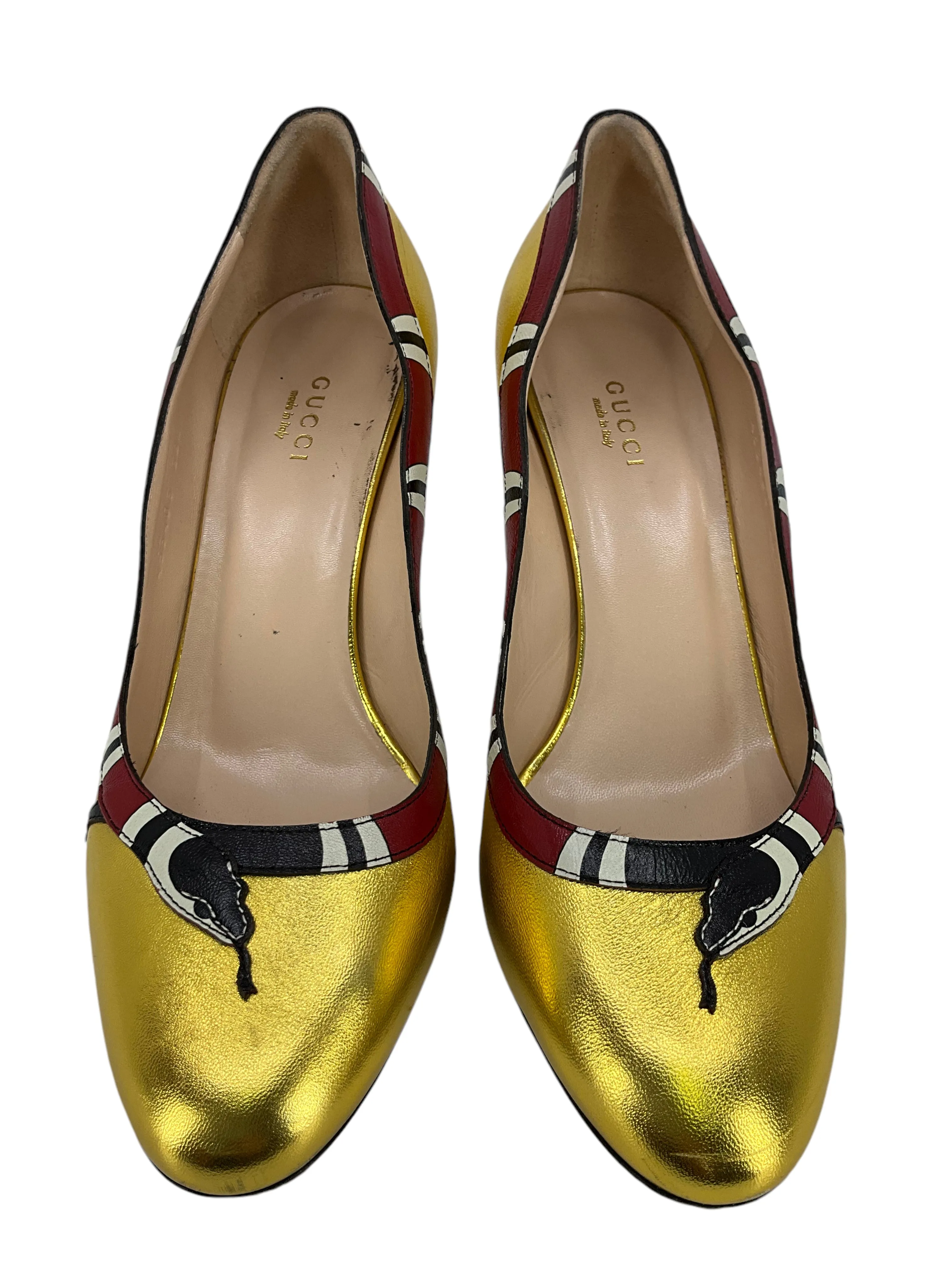 Gucci Metallic Leather Kingsnake Pumps Size 8.5