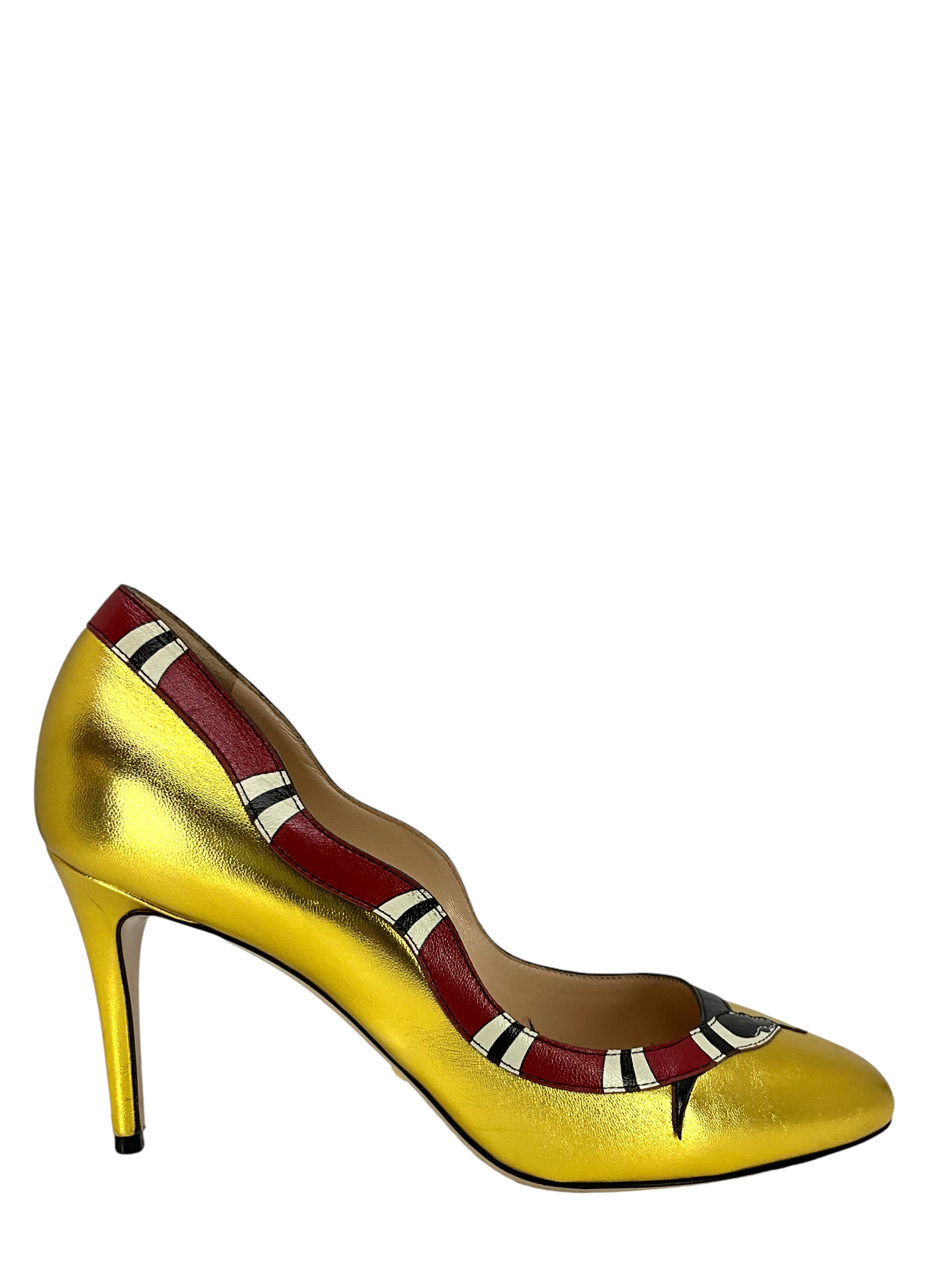 Gucci Metallic Leather Kingsnake Pumps Size 8.5