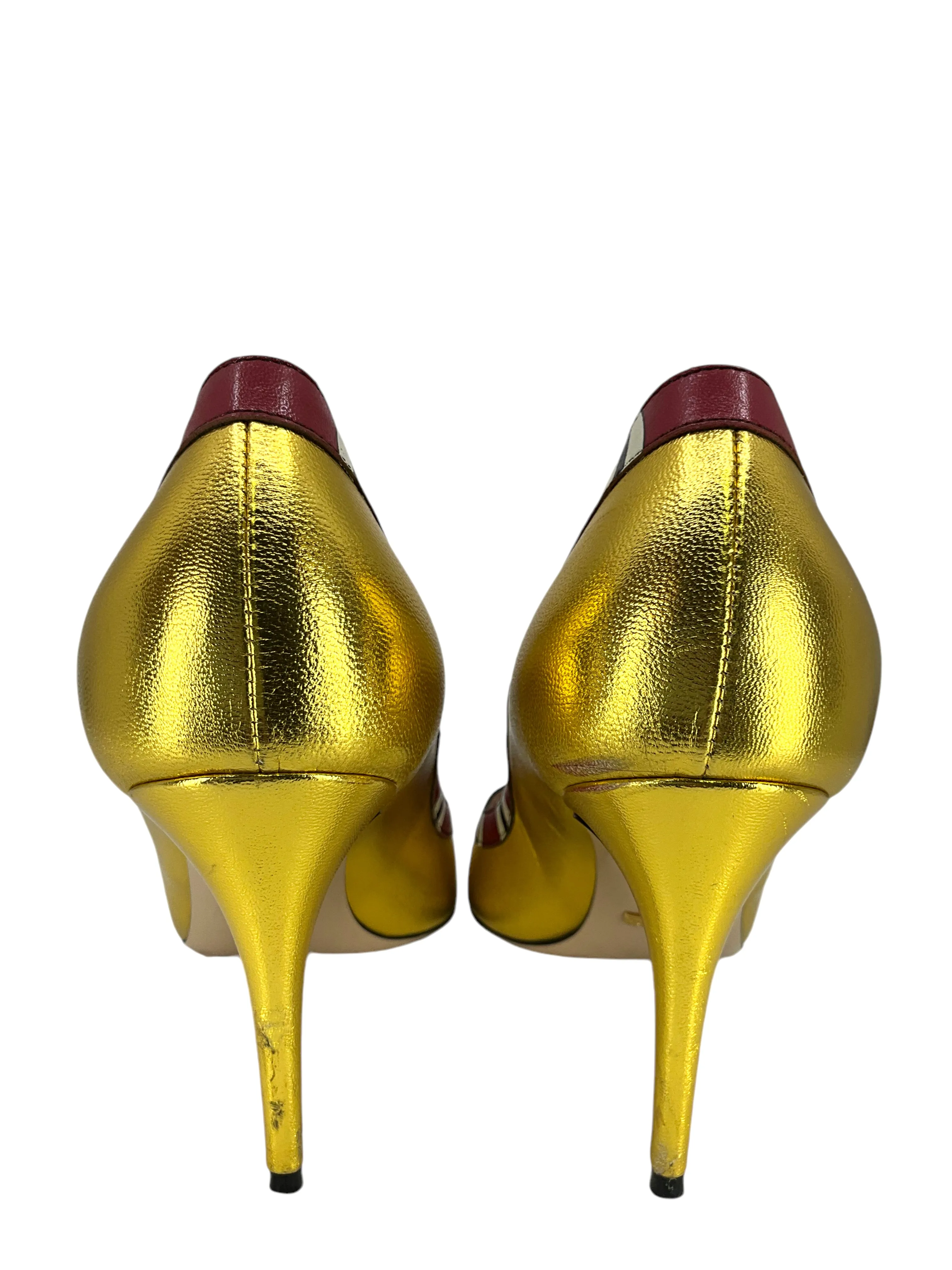 Gucci Metallic Leather Kingsnake Pumps Size 8.5