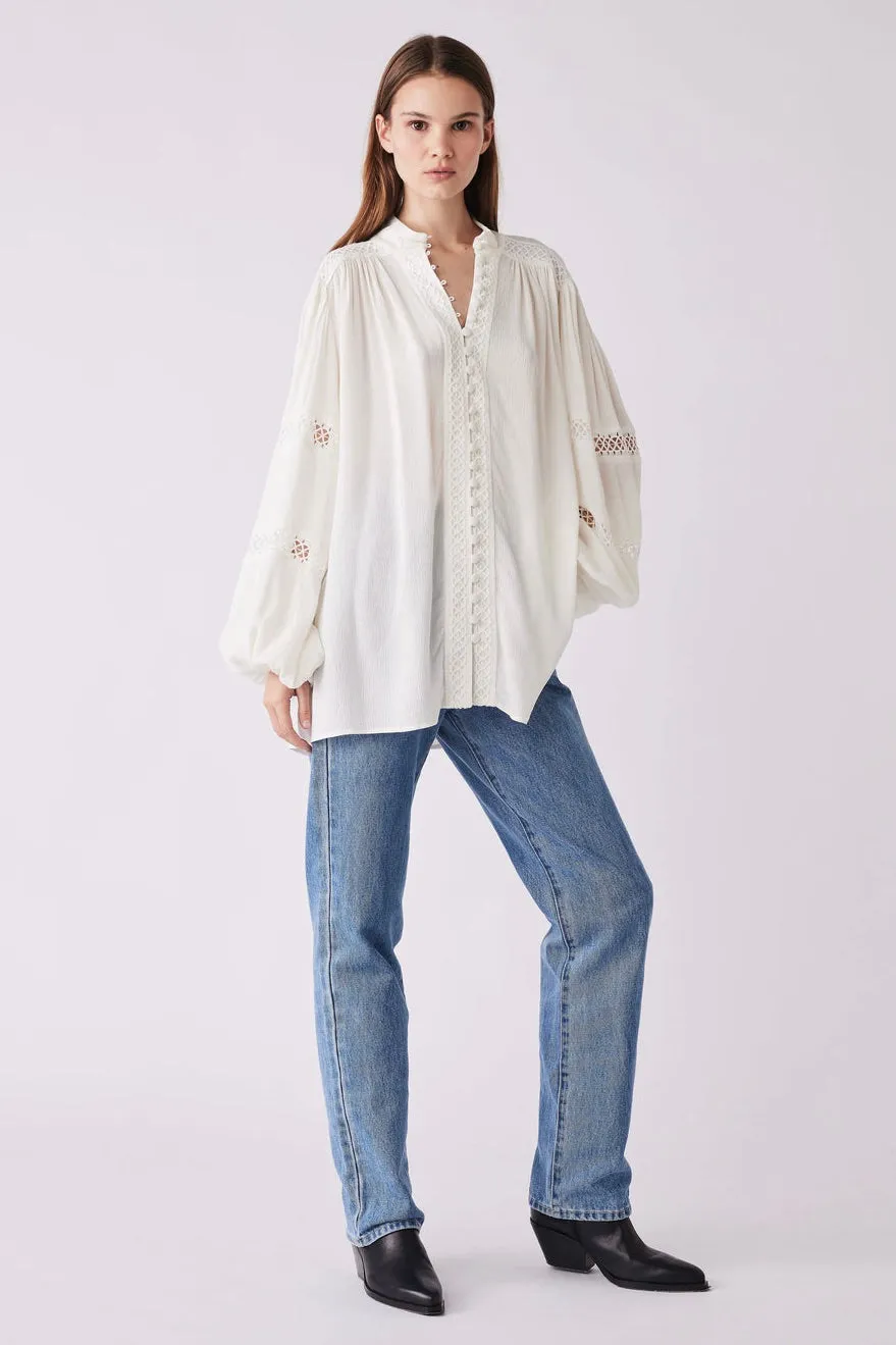 Harp Ivory Front Button Blouse