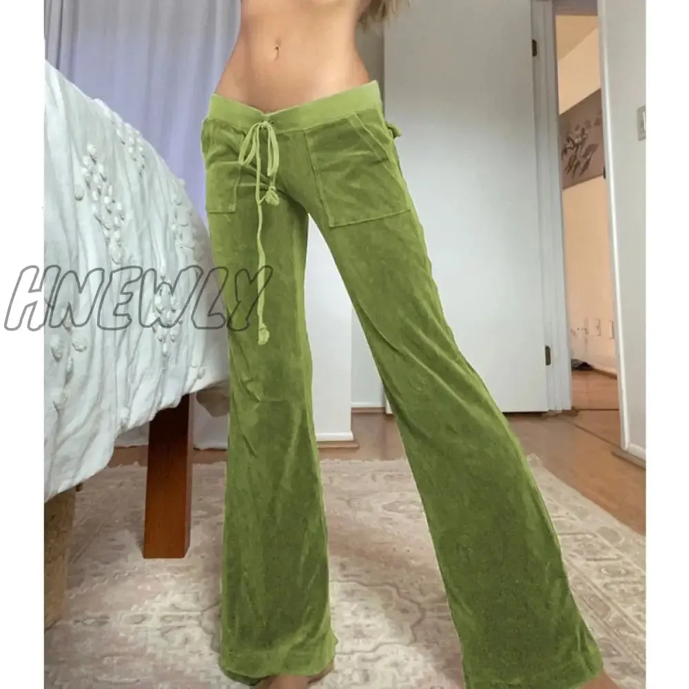 Hnewly Velvet Wide Leg Pants Women Baggy Sweatpants Joggers Streetwear Harajuku Solid Fairy Grunge Trousers Capris Autumn