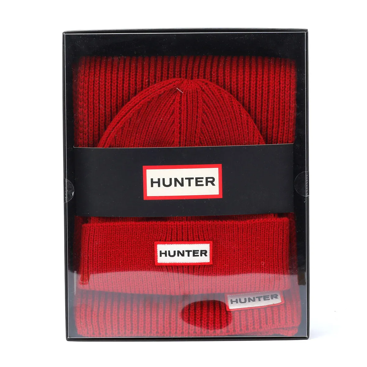 Hunter Jura Beanie Hat & Scarf Boxset Acrylic Red