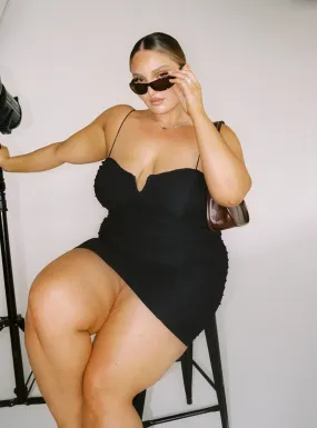 I Want You Mini Dress Black Curve
