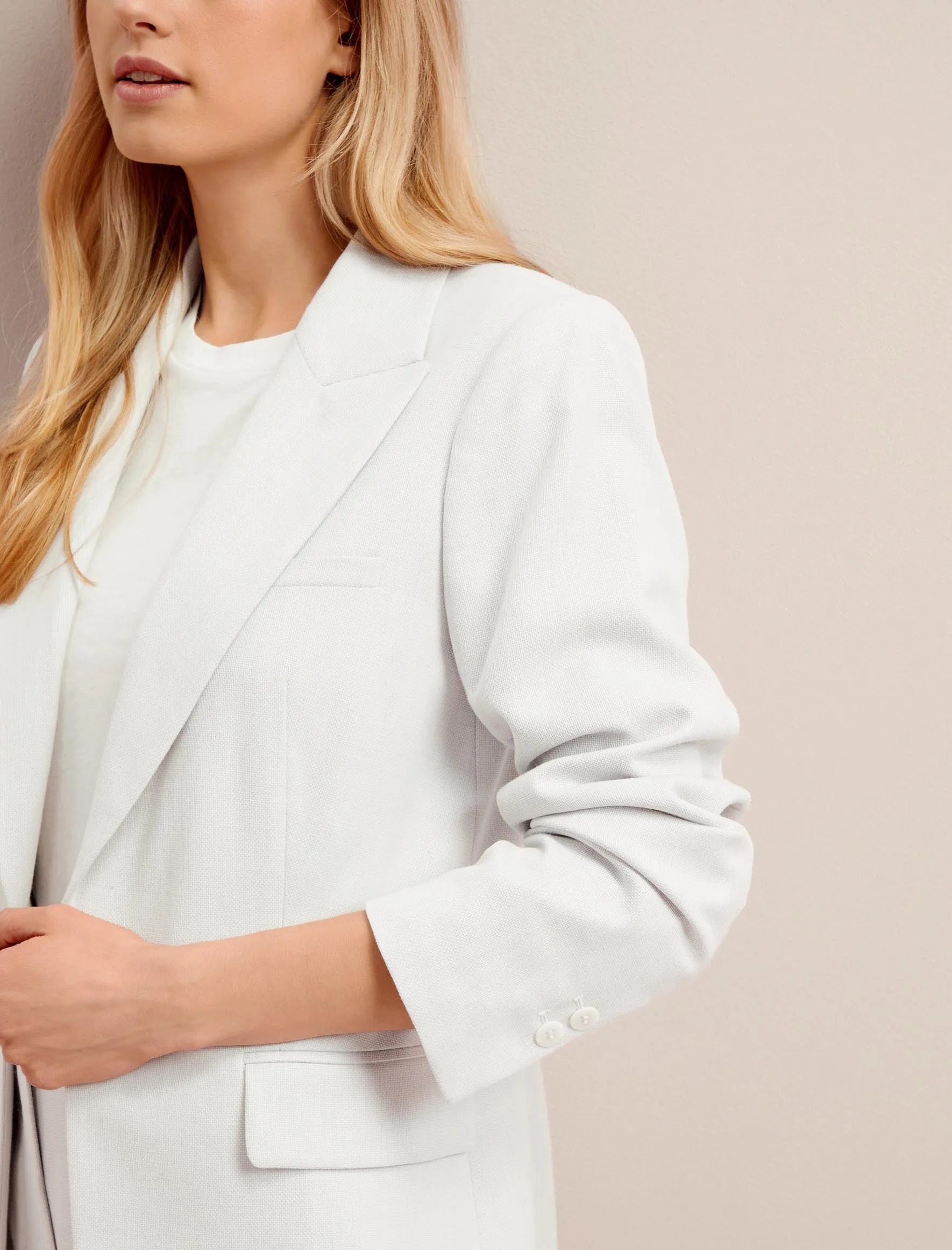 Jamie Linen Blend Blazer - Pearl