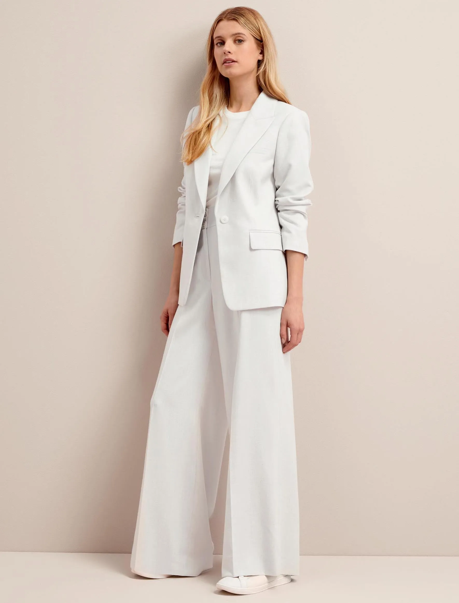 Jamie Linen Blend Blazer - Pearl