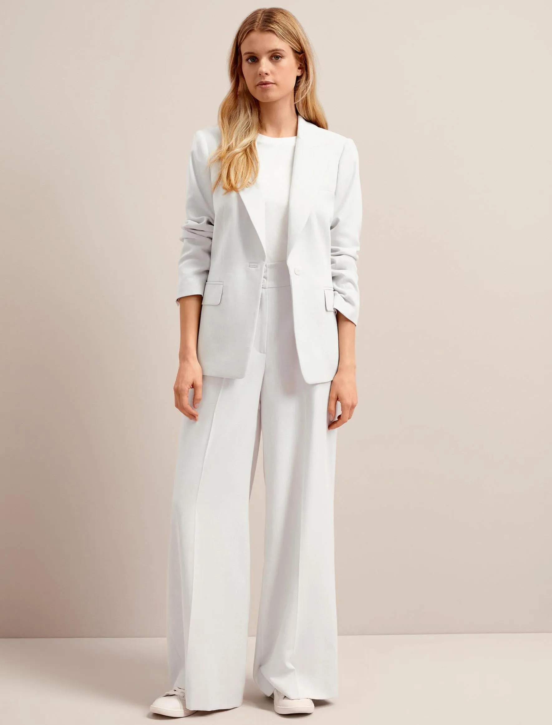 Jamie Linen Blend Blazer - Pearl