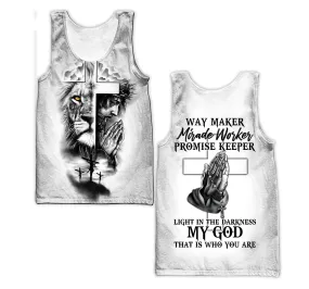 Jesus Cross Way Maker Miracle Worker Promise Keeper Unisex Tank Top - Christian Tank Top For Men