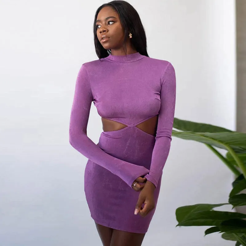 Knitted Waistless Long Sleeve Bodycon Mini Dress