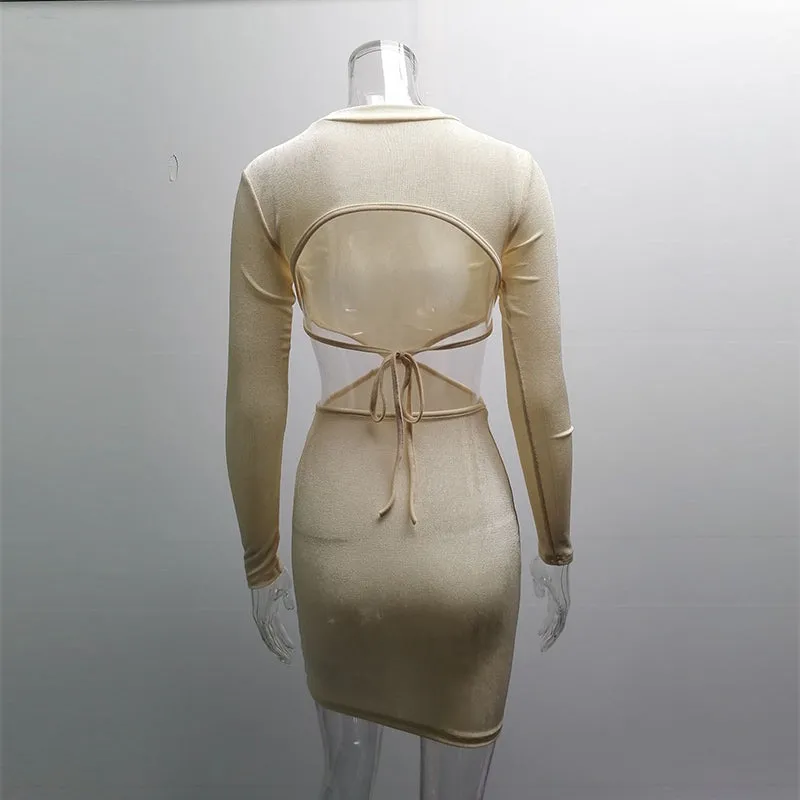 Knitted Waistless Long Sleeve Bodycon Mini Dress