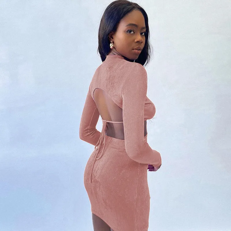 Knitted Waistless Long Sleeve Bodycon Mini Dress