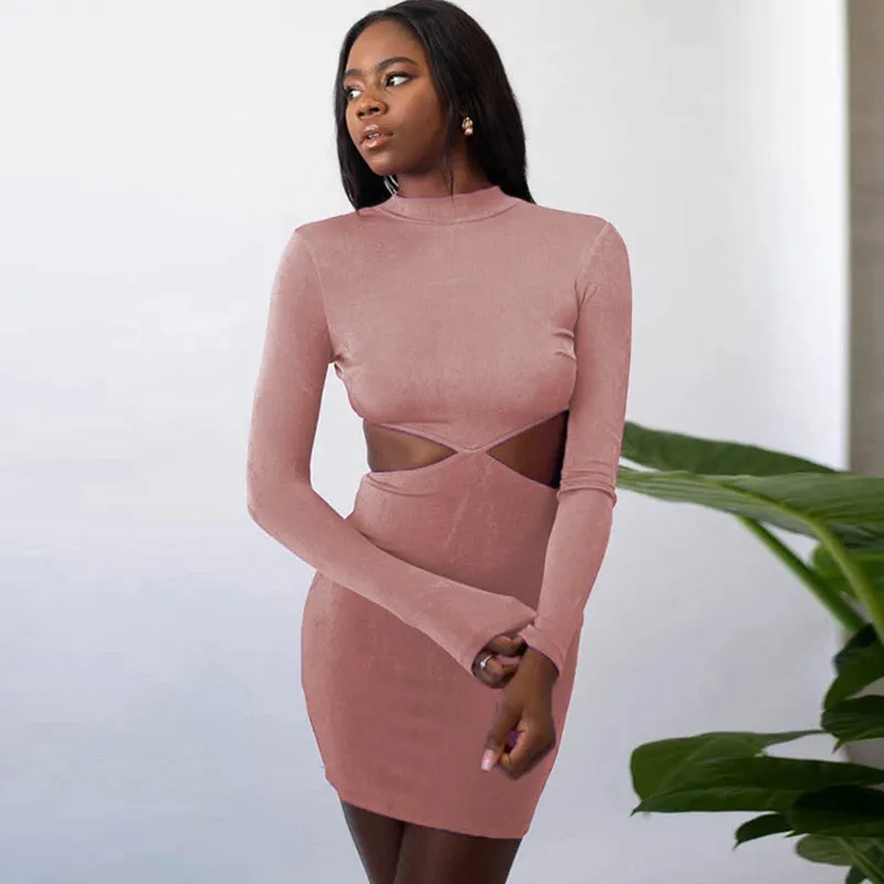 Knitted Waistless Long Sleeve Bodycon Mini Dress