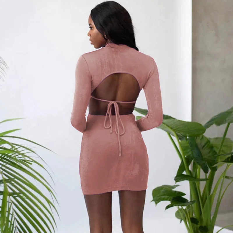 Knitted Waistless Long Sleeve Bodycon Mini Dress