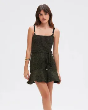 Metallic Knit Mini Dress - Black