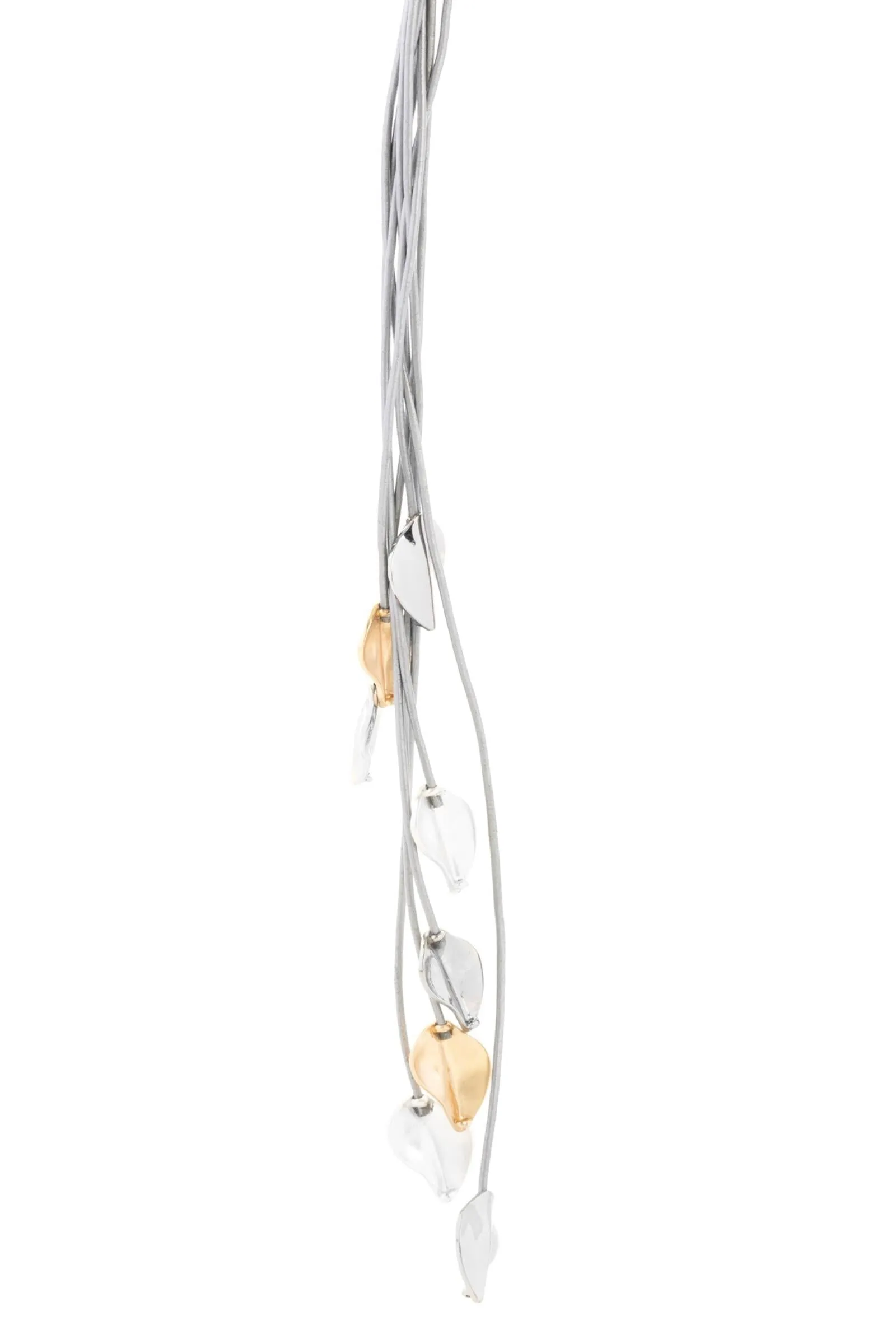 Metallic Leaf Leather Necklace