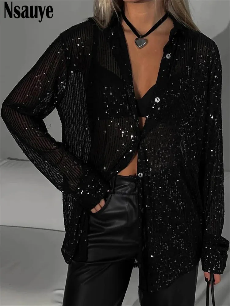 Midnight Shimmer Sheer Top