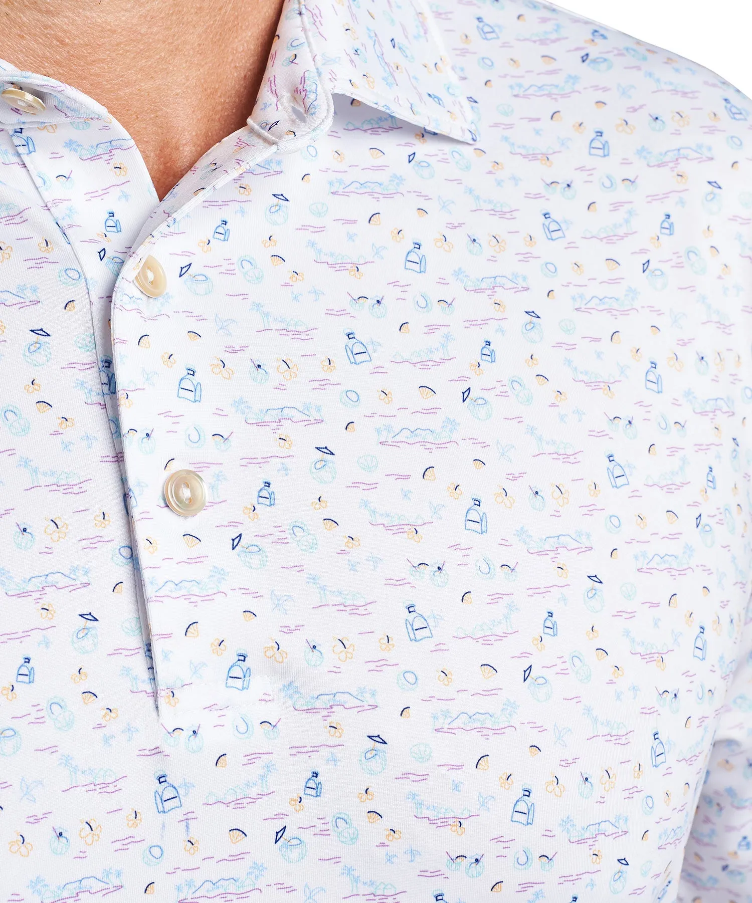 Peter Millar Short Sleeve Fiji Print Polo Knit Shirt